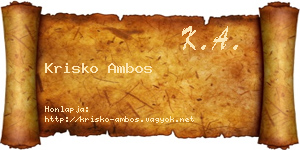 Krisko Ambos névjegykártya
